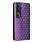 For vivo V40 Lite 4G / 5G IDN Cubic Grid Texture Flip Leather Phone Case(Purple) - 3
