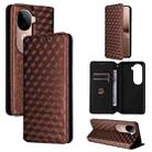 For vivo V40e 5G / iQOO Z9s 5G Cubic Grid Texture Flip Leather Phone Case(Brown) - 1
