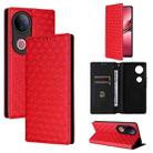 For vivo V50 5G Cubic Grid Texture Flip Leather Phone Case(Red) - 1