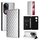 For vivo V50 5G Cubic Grid Texture Flip Leather Phone Case(Silver) - 1