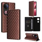For vivo V50 5G Cubic Grid Texture Flip Leather Phone Case(Brown) - 1