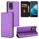 For vivo X60 Pro 5G / X60 5G Curved Cubic Grid Texture Flip Leather Phone Case(Purple) - 1