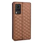For vivo X60 Pro 5G / X60 5G Curved Cubic Grid Texture Flip Leather Phone Case(Brown) - 3