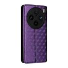 For vivo X100 Pro 5G Cubic Grid Texture Flip Leather Phone Case(Purple) - 3
