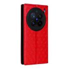 For vivo X200 Pro 5G Cubic Grid Texture Flip Leather Phone Case(Red) - 3