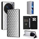For vivo X200 Pro 5G Cubic Grid Texture Flip Leather Phone Case(Silver) - 1