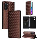 For vivo Y03 4G Cubic Grid Texture Flip Leather Phone Case(Brown) - 1