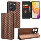 For vivo Y36 4G / 5G Oversea Cubic Grid Texture Flip Leather Phone Case(Brown) - 1