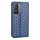 For vivo Y76 5G / Y76s 5G Cubic Grid Texture Flip Leather Phone Case(Blue) - 3
