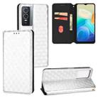 For vivo Y76 5G / Y76s 5G Cubic Grid Texture Flip Leather Phone Case(Silver) - 1