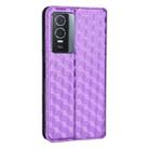 For vivo Y76 5G / Y76s 5G Cubic Grid Texture Flip Leather Phone Case(Purple) - 3