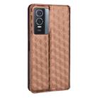 For vivo Y76 5G / Y76s 5G Cubic Grid Texture Flip Leather Phone Case(Brown) - 3