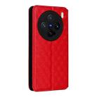 For vivo X200 Pro mini 5G Cubic Grid Texture Flip Leather Phone Case(Red) - 3