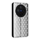 For vivo X200 Pro mini 5G Cubic Grid Texture Flip Leather Phone Case(Silver) - 3