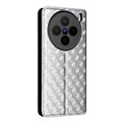 For vivo X200s 5G Cubic Grid Texture Flip Leather Phone Case(Silver) - 3