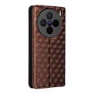 For vivo X200s 5G Cubic Grid Texture Flip Leather Phone Case(Brown) - 3