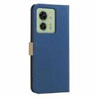 For Motorola Edge 40 Splicing Color Hollow Flower Pattern RFID Leather Phone Case(Dark Blue) - 3