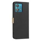 For Motorola Edge 40 Neo Splicing Color Hollow Flower Pattern RFID Leather Phone Case(Black) - 3