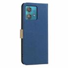 For Motorola Edge 40 Neo Splicing Color Hollow Flower Pattern RFID Leather Phone Case(Dark Blue) - 3