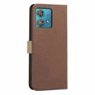 For Motorola Edge 40 Neo Splicing Color Hollow Flower Pattern RFID Leather Phone Case(Brown) - 3