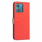 For Motorola Edge 40 Neo Splicing Color Hollow Flower Pattern RFID Leather Phone Case(Red) - 3