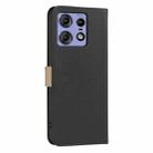 For Motorola Edge 50 Pro Splicing Color Hollow Flower Pattern RFID Leather Phone Case(Black) - 3