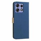 For Motorola Edge 50 Pro Splicing Color Hollow Flower Pattern RFID Leather Phone Case(Dark Blue) - 3