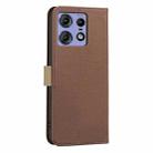For Motorola Edge 50 Pro Splicing Color Hollow Flower Pattern RFID Leather Phone Case(Brown) - 3