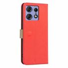For Motorola Edge 50 Pro Splicing Color Hollow Flower Pattern RFID Leather Phone Case(Red) - 3