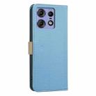 For Motorola Edge 50 Pro Splicing Color Hollow Flower Pattern RFID Leather Phone Case(Baby Blue) - 3