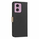 For Motorola Moto G04 / G24 / E14 Splicing Color Hollow Flower Pattern RFID Leather Phone Case(Black) - 3