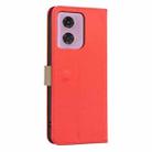 For Motorola Moto G04 / G24 / E14 Splicing Color Hollow Flower Pattern RFID Leather Phone Case(Red) - 3