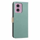 For Motorola Moto G04 / G24 / E14 Splicing Color Hollow Flower Pattern RFID Leather Phone Case(Green) - 3