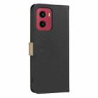 For Motorola Moto G05 / E15 Splicing Color Hollow Flower Pattern RFID Leather Phone Case(Black) - 3