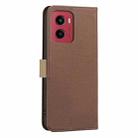 For Motorola Moto G05 / E15 Splicing Color Hollow Flower Pattern RFID Leather Phone Case(Brown) - 3