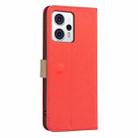For Motorola Moto G13 4G / G23 4G Splicing Color Hollow Flower Pattern RFID Leather Phone Case(Red) - 3
