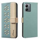 For Motorola Moto G14 4G / G54 5G EU Splicing Color Hollow Flower Pattern RFID Leather Phone Case(Green) - 1
