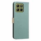 For Motorola Moto G15 Splicing Color Hollow Flower Pattern RFID Leather Phone Case(Green) - 3