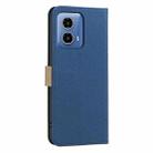 For Motorola Moto G34 Splicing Color Hollow Flower Pattern RFID Leather Phone Case(Dark Blue) - 3