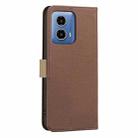 For Motorola Moto G34 Splicing Color Hollow Flower Pattern RFID Leather Phone Case(Brown) - 3