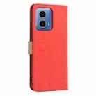For Motorola Moto G34 Splicing Color Hollow Flower Pattern RFID Leather Phone Case(Red) - 3