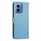 For Motorola Moto G34 Splicing Color Hollow Flower Pattern RFID Leather Phone Case(Baby Blue) - 3