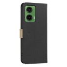 For Motorola Moto G35 Splicing Color Hollow Flower Pattern RFID Leather Phone Case(Black) - 3