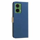 For Motorola Moto G35 Splicing Color Hollow Flower Pattern RFID Leather Phone Case(Dark Blue) - 3