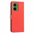 For Motorola Moto G35 Splicing Color Hollow Flower Pattern RFID Leather Phone Case(Red) - 3