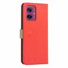 For Motorola Moto G55 Splicing Color Hollow Flower Pattern RFID Leather Phone Case(Red) - 3