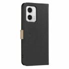 For Motorola Moto G73 Splicing Color Hollow Flower Pattern RFID Leather Phone Case(Black) - 3