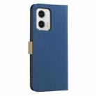 For Motorola Moto G73 Splicing Color Hollow Flower Pattern RFID Leather Phone Case(Dark Blue) - 3