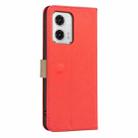 For Motorola Moto G73 Splicing Color Hollow Flower Pattern RFID Leather Phone Case(Red) - 3