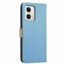 For Motorola Moto G73 Splicing Color Hollow Flower Pattern RFID Leather Phone Case(Baby Blue) - 3